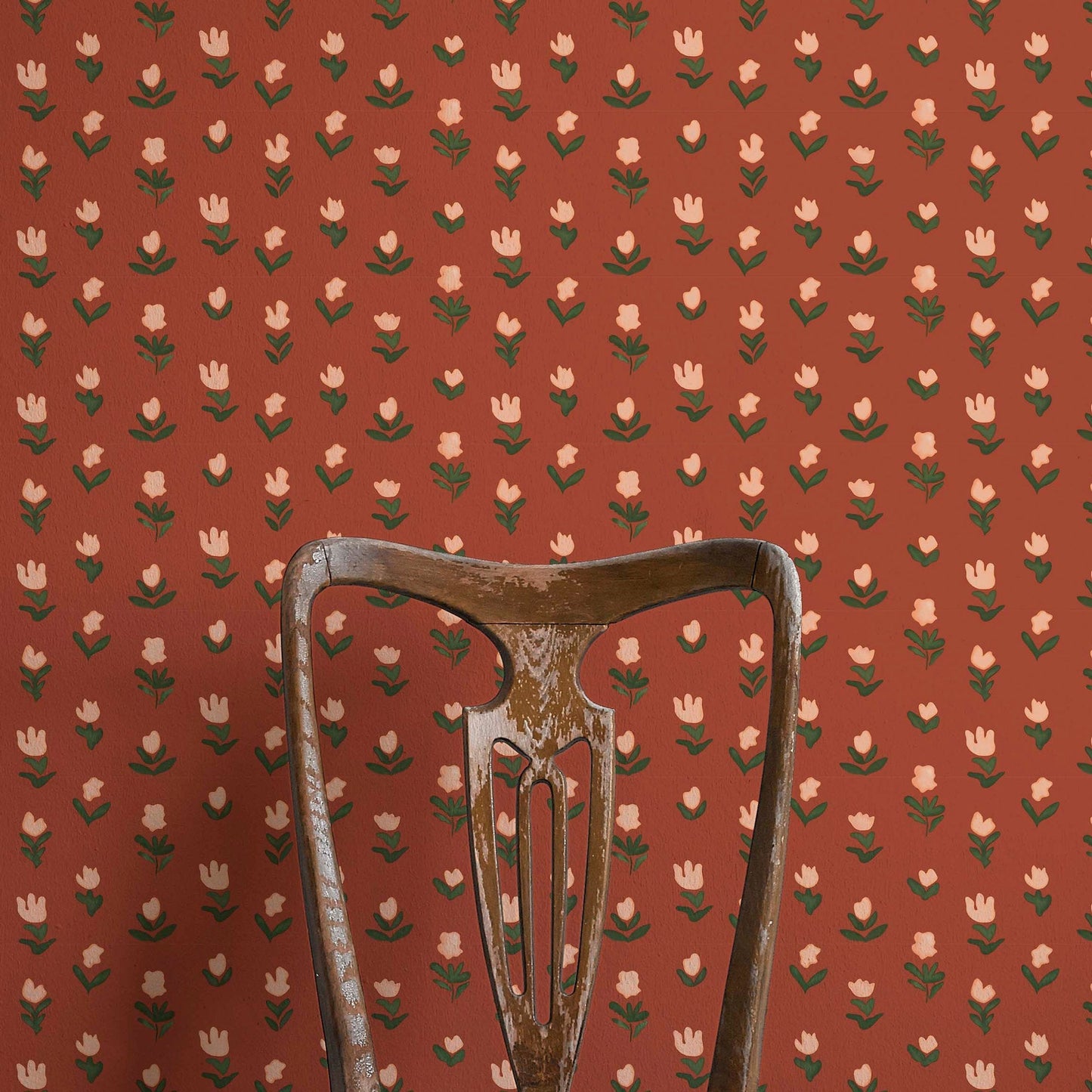 Little Wild Tulips Wallpaper - Earthy Pink - Ottoline - W/WTUL/101/4 - Premier Wallcovering