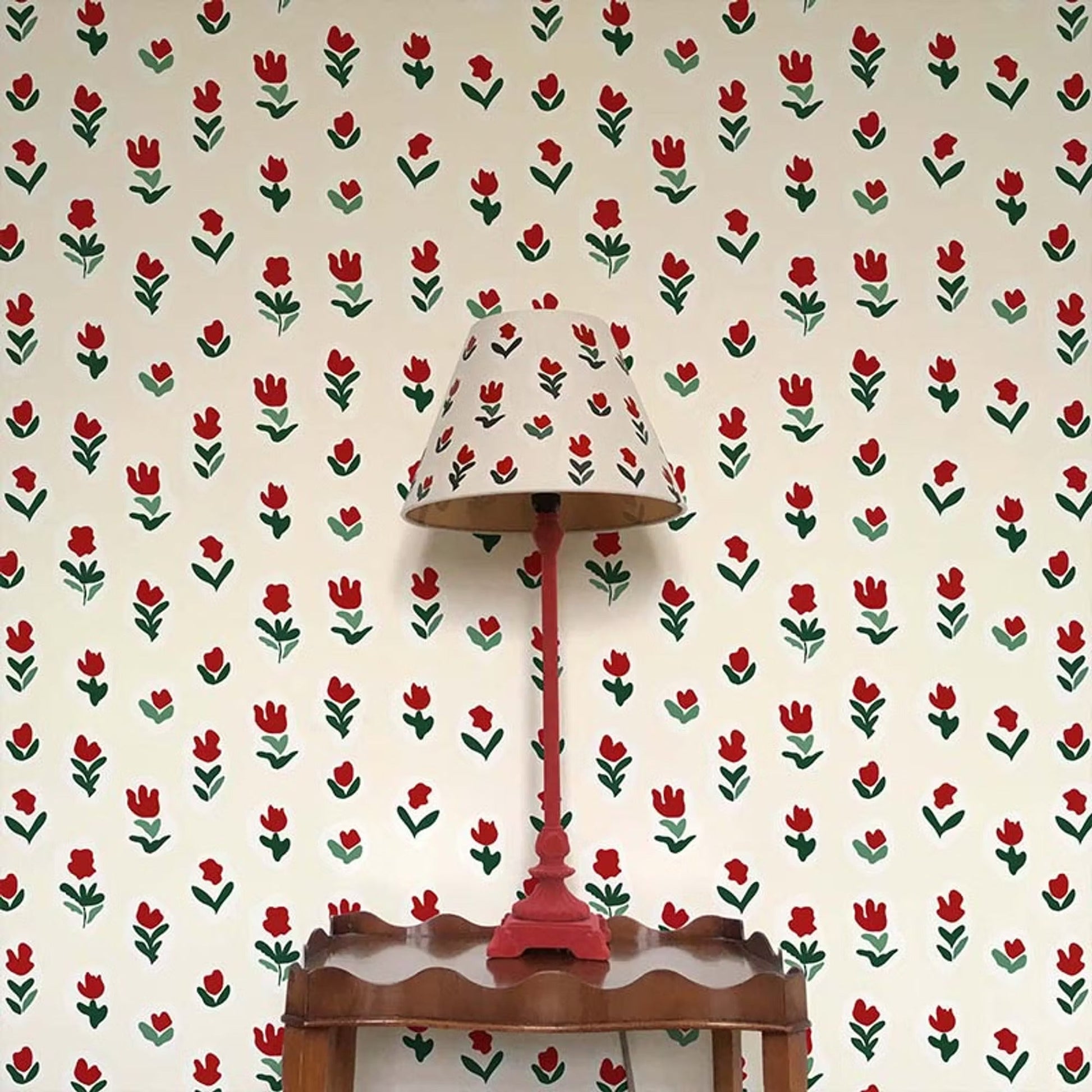 Little Wild Tulips Wallpaper - Red - Ottoline - W/WTUL/101/1 - Premier Wallcovering