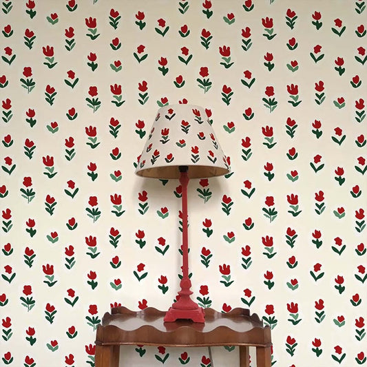 Little Wild Tulips Wallpaper - Red - Ottoline - W/WTUL/101/1 - Premier Wallcovering