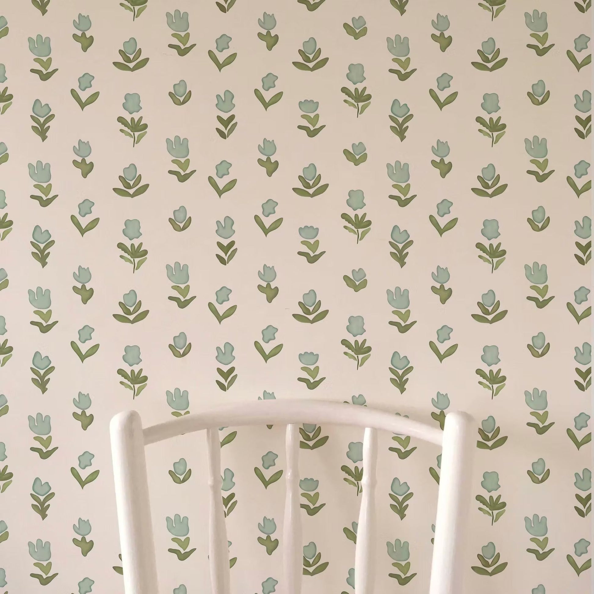 Little Wild Tulips Wallpaper - Misty Green - Ottoline - W/WTUL/101/3 - Premier Wallcovering