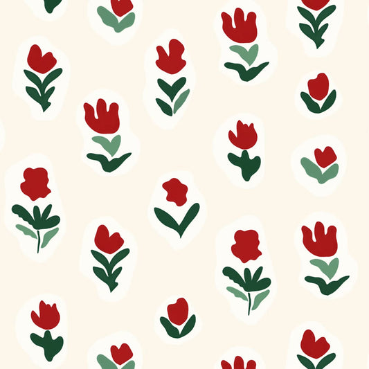 Little Wild Tulips Wallpaper - Red - Ottoline - W/WTUL/101/1 - Premier Wallcovering