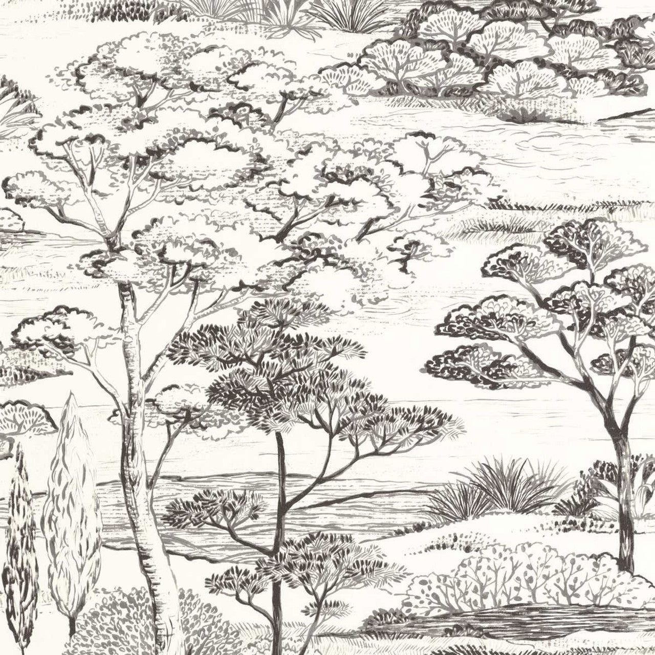 Littoral Sentier Des Dunes Wallpaper - Noir Fusain - Casadeco - 200939374 - Premier Wallcovering