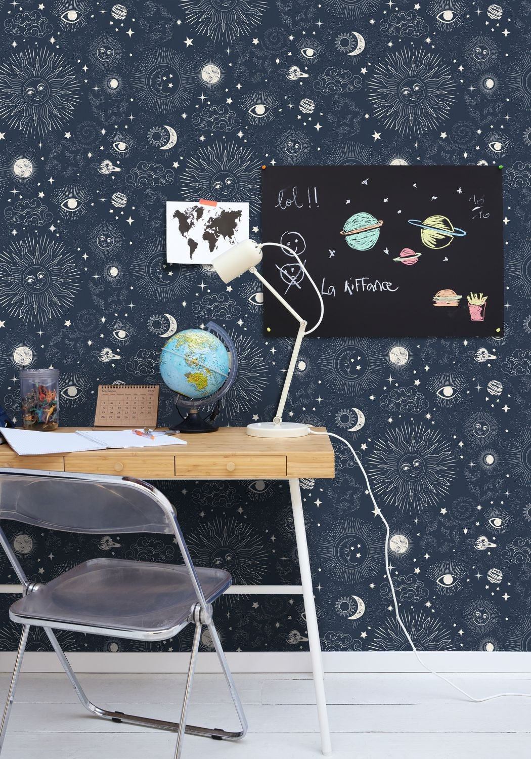 Live Your Dreams Wallpaper - Bleu Nuit - Caselio - 103246112 - Premier Wallcovering