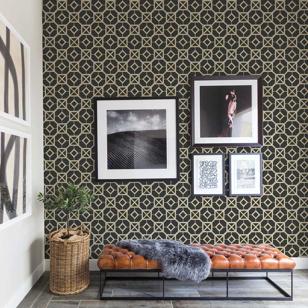Livia Wallpaper - Black - A Street Prints - FD26409 - Premier Wallcovering