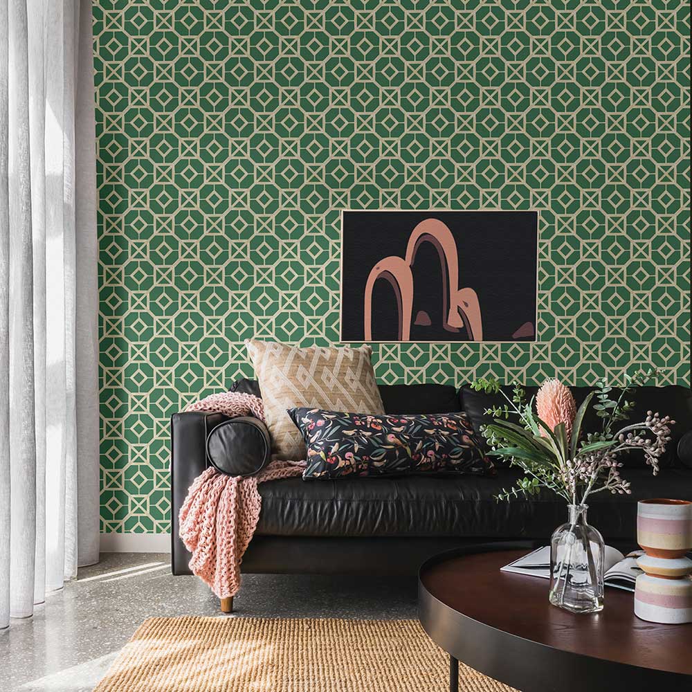 Livia Wallpaper - Green - A Street Prints - FD26410 - Premier Wallcovering