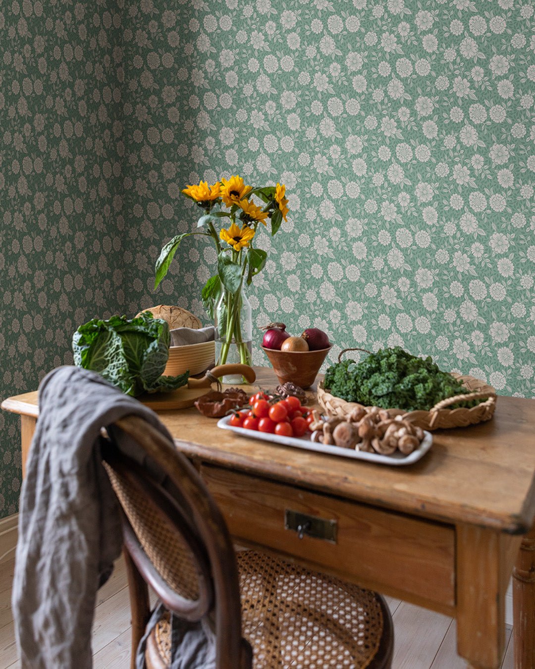 Lizette Wallpaper - Forest Green - Midbec - 15911 - Premier Wallcovering