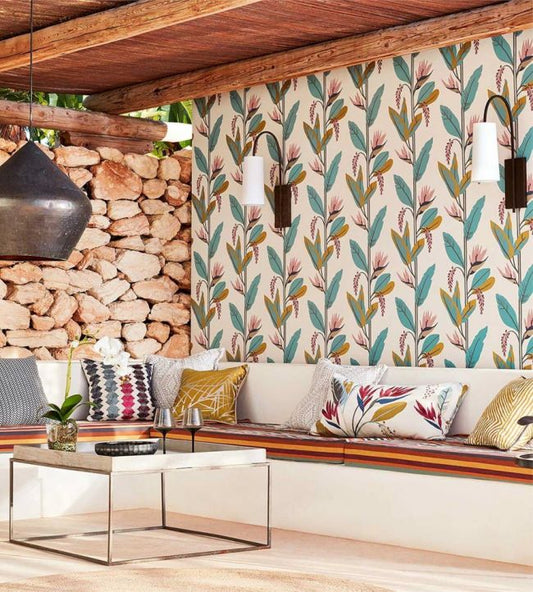 Llenya Wallpaper - Ink/Coral/Seaglass - HMIW112236 - Harlequin - Premier Wallcovering