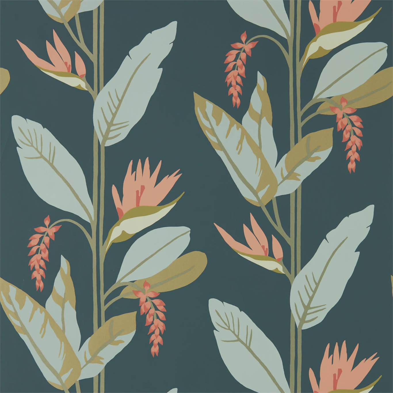 Llenya Wallpaper - Ink/Coral/Seaglass - Harlequin - HMIW112236 - Premier Wallcovering