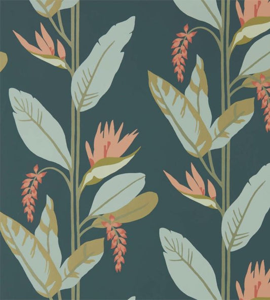 Llenya Wallpaper - Ink/Coral/Seaglass - HMIW112236 - Harlequin - Premier Wallcovering