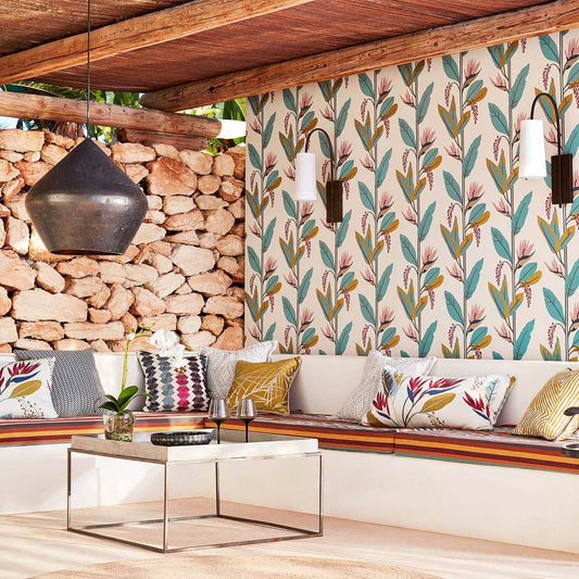 Llenya Wallpaper - Ink/Coral/Seaglass - Harlequin - HMIW112236 - Premier Wallcovering