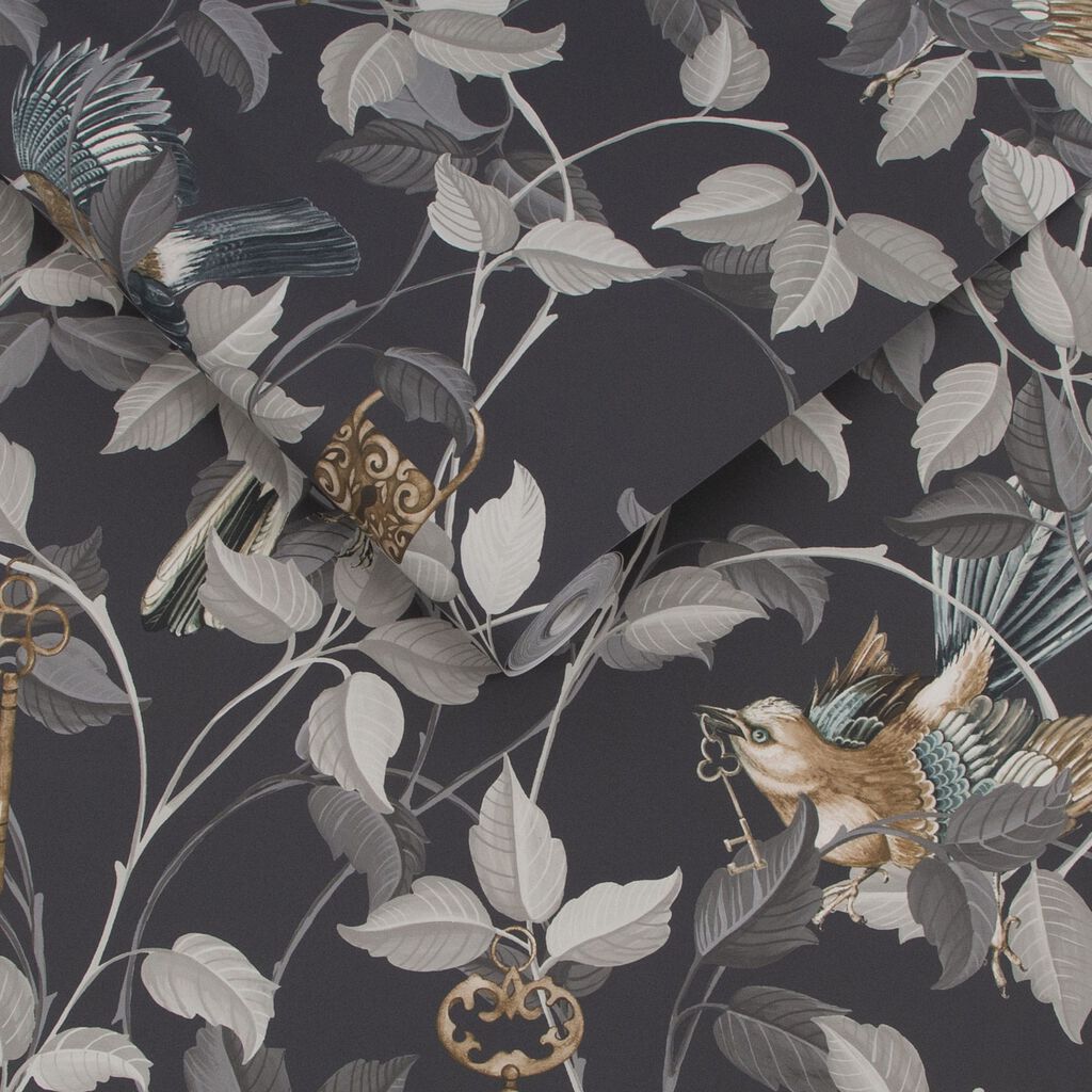 Lock and Key Wallpaper - Charcoal - Graham & Brown - 115051 - Premier Wallcovering