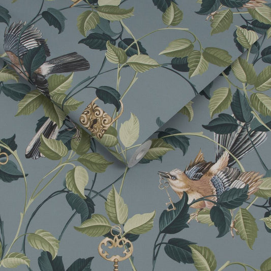 Lock and Key Wallpaper - Aqua - Graham & Brown - 115050 - Premier Wallcovering