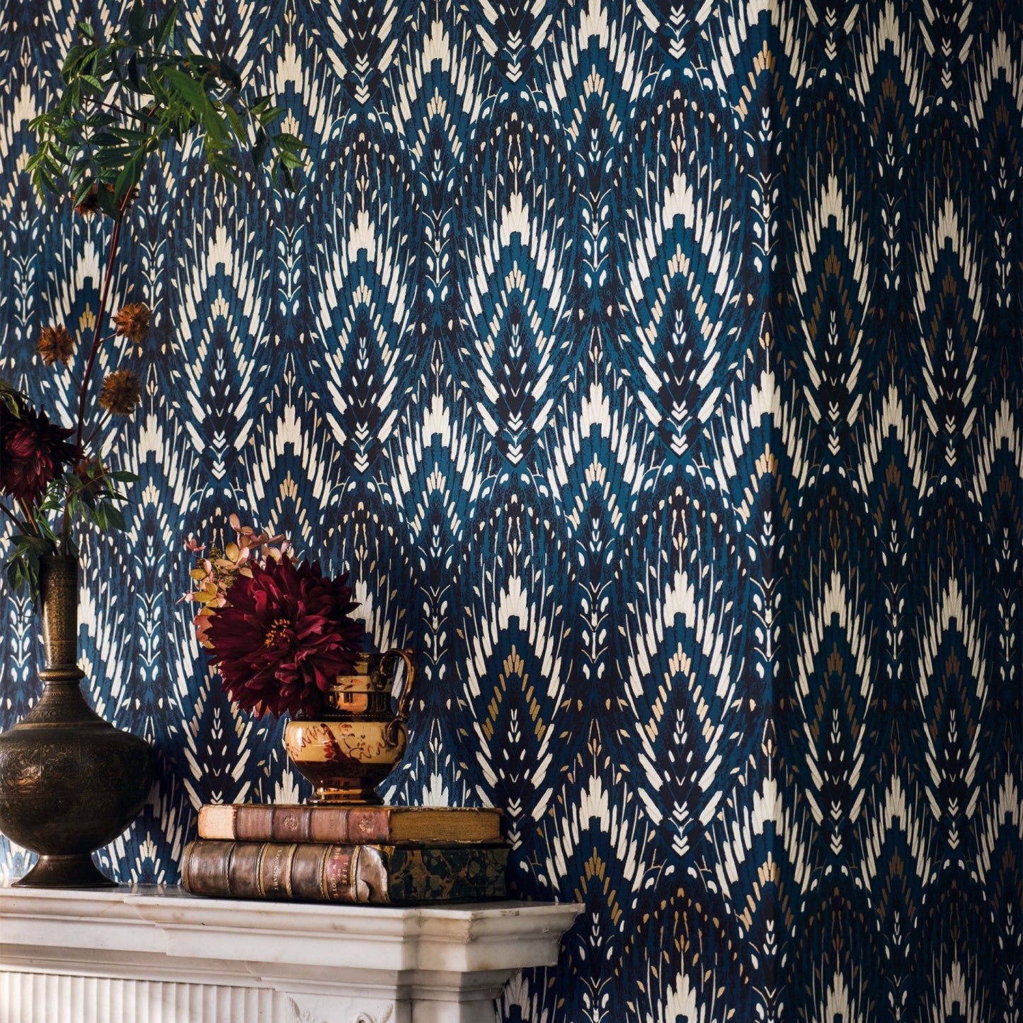 Lolana Wallpaper - Cobalt - Romo - Temperley London - W452/04 - Premier Wallcovering