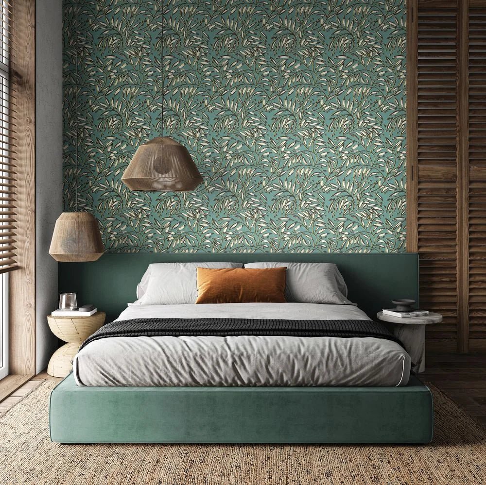 Lorena Vine Wallpaper - Petrol - Ohpopsi - RON50112W - Premier Wallcovering