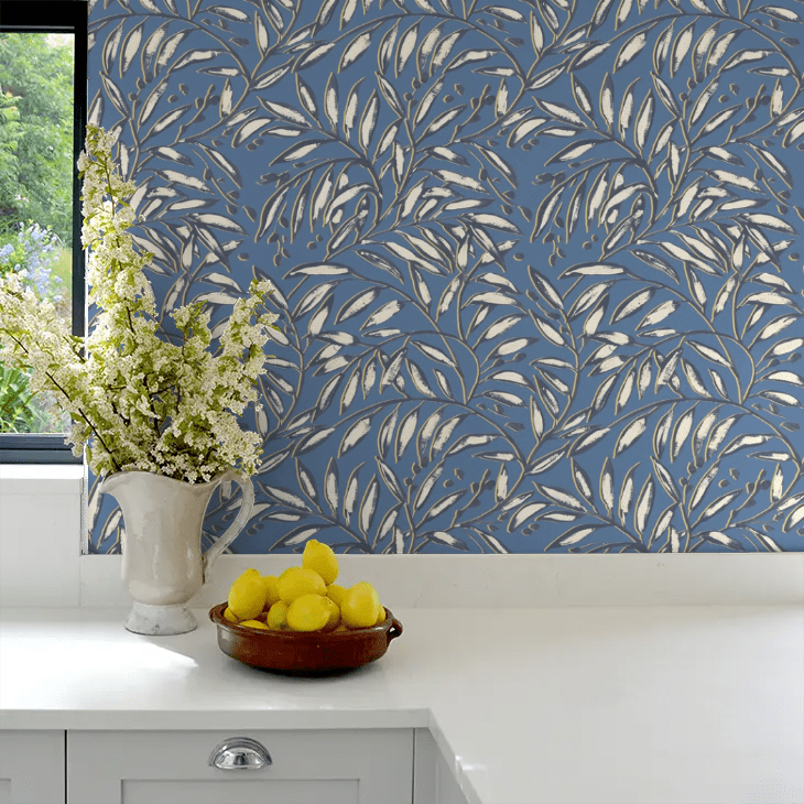 Lorena Vine Wallpaper - Indigo - Ohpopsi - RON50113W - Premier Wallcovering