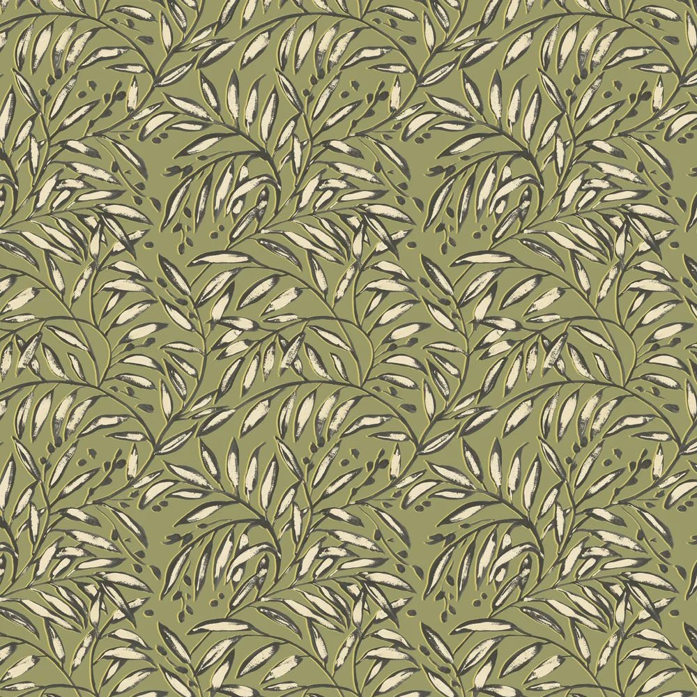 Lorena Vine Wallpaper - Olive - Ohpopsi - RON50110W - Premier Wallcovering