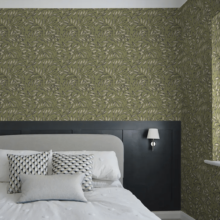 Lorena Vine Wallpaper - Olive - Ohpopsi - RON50110W - Premier Wallcovering