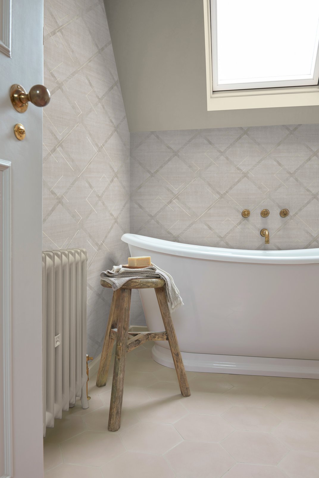 Lorenzo Geo Wallpaper - Stone - Graham & Brown - 124122 - Premier Wallcovering