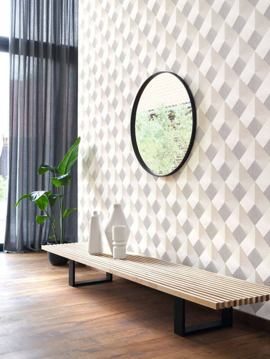 Losange Perception Wallpaper - Taupe - Casadeco - 86511323 - Premier Wallcovering