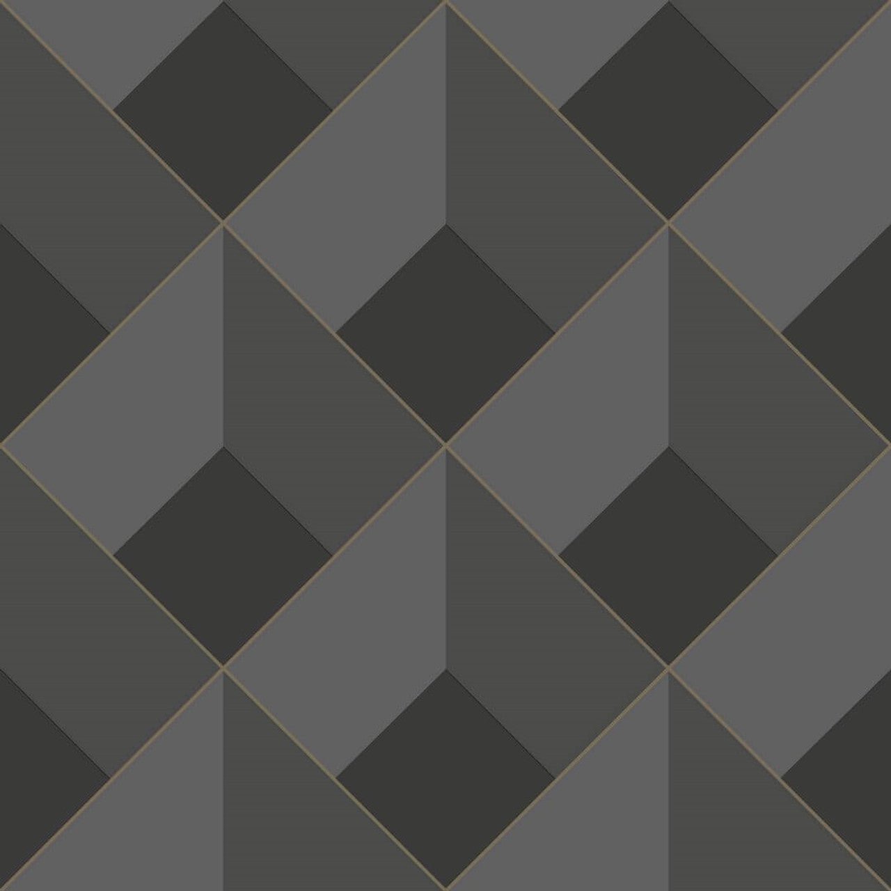 Losange Perception Wallpaper - Noir Graphite - Casadeco - 86519530 - Premier Wallcovering