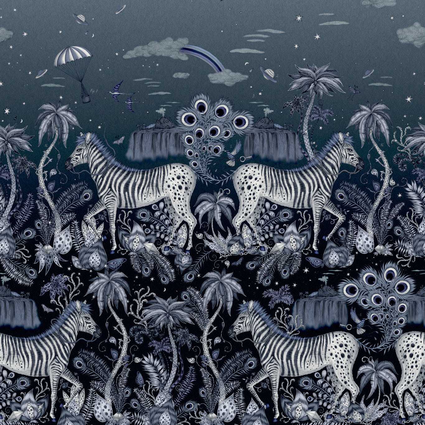 Lost Adventure Wallpaper - Midnight - Clarke & Clarke - Emma J Shipley - W0201/01 - Premier Wallcovering