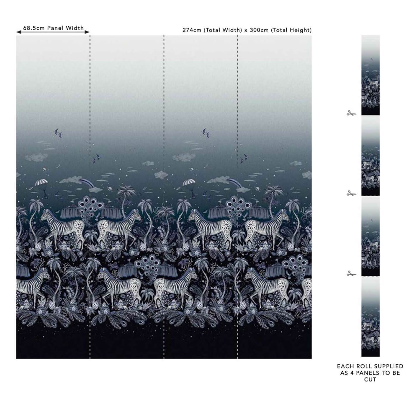 Lost Adventure Wallpaper - Midnight - Clarke & Clarke - Emma J Shipley - W0201/01 - Premier Wallcovering