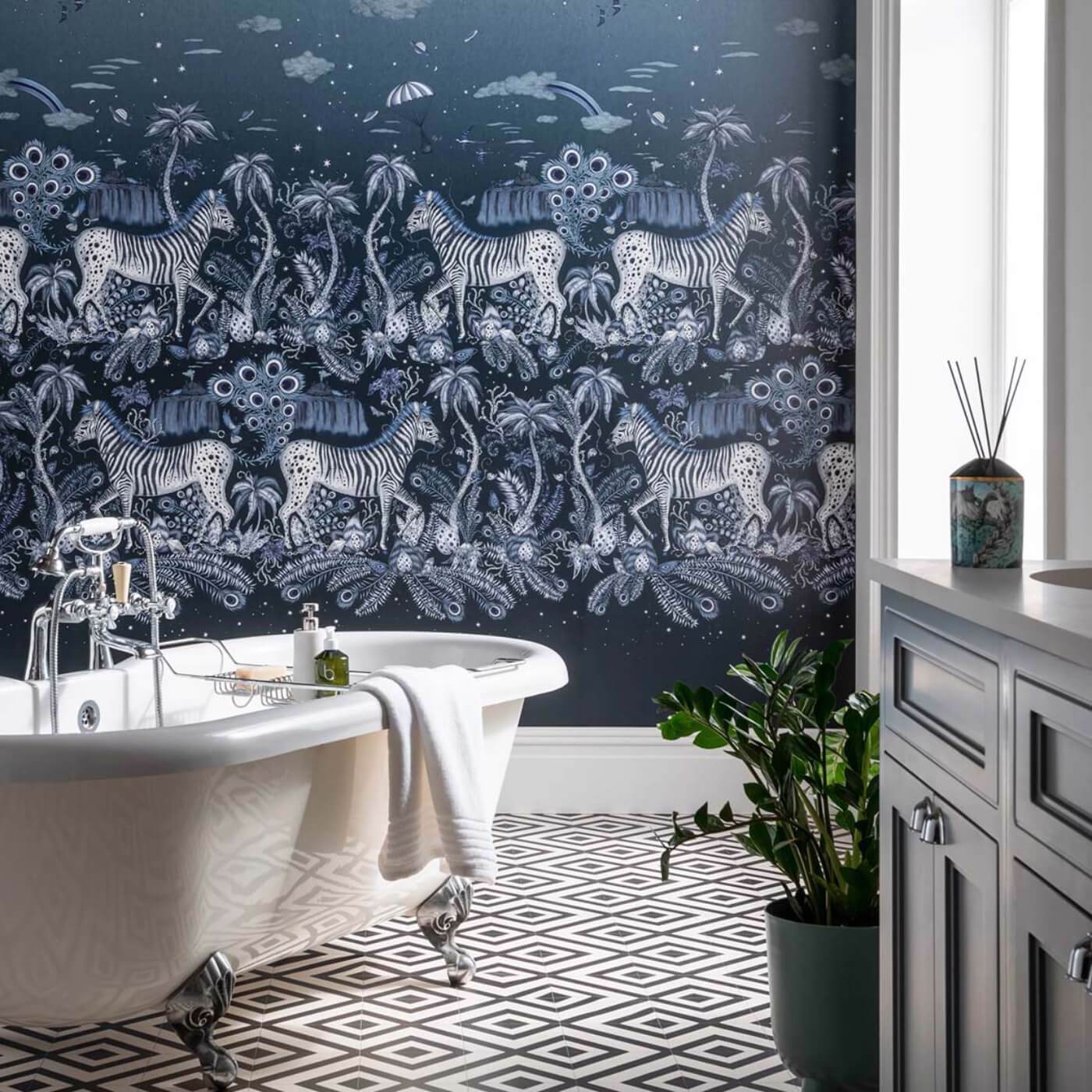 Lost Adventure Wallpaper - Midnight - Clarke & Clarke - Emma J Shipley - W0201/01 - Premier Wallcovering