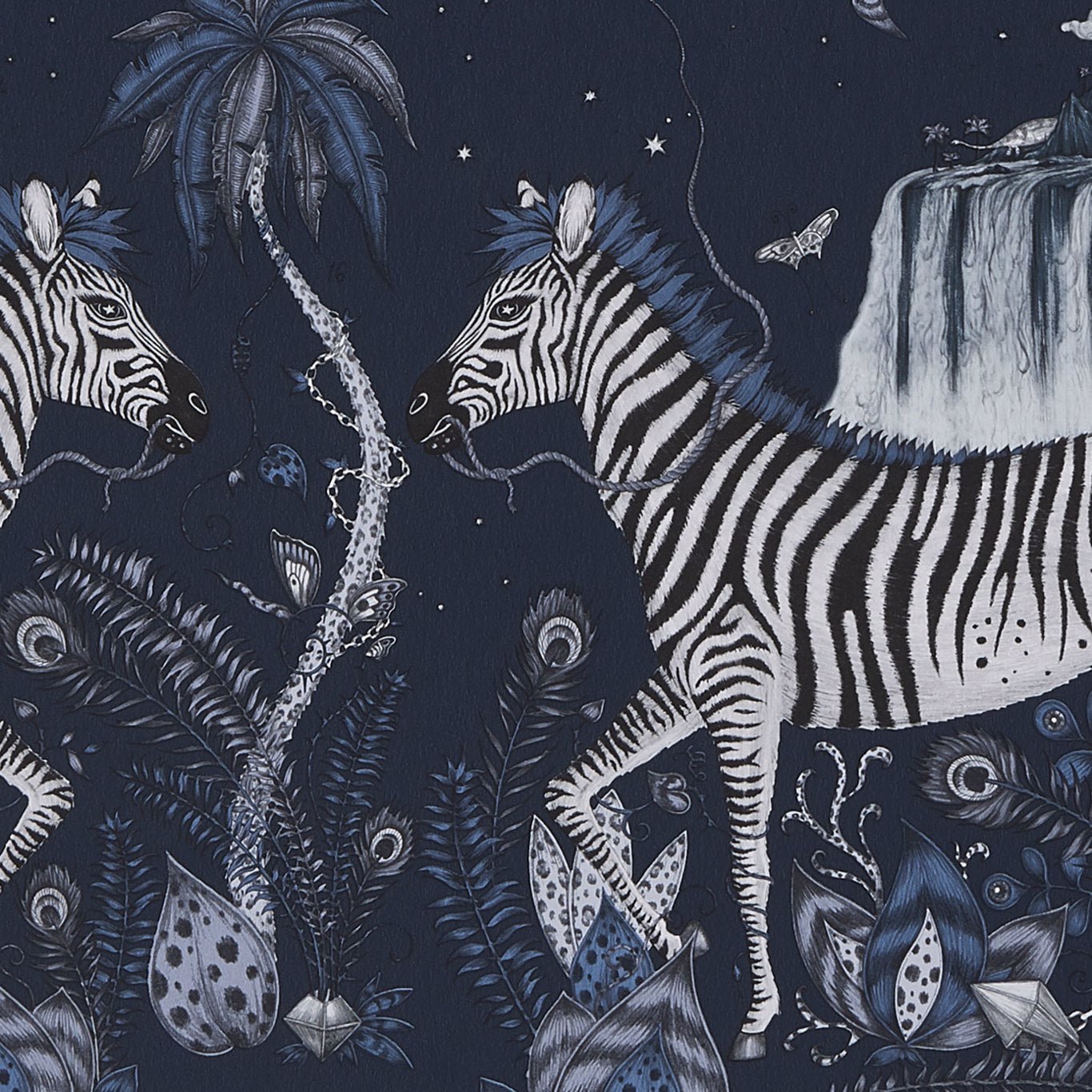 Lost World Wallpaper - Navy - Clarke & Clarke - Emma J Shipley - W0117/03 - Premier Wallcovering