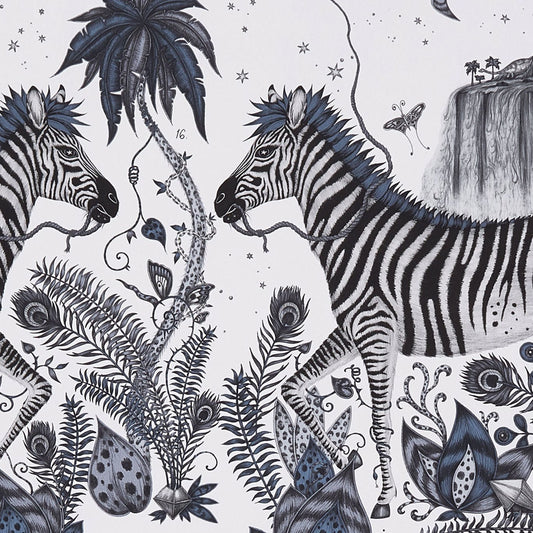 Lost World Wallpaper - Blue - Clarke & Clarke - Emma J Shipley - W0117/01 - Premier Wallcovering