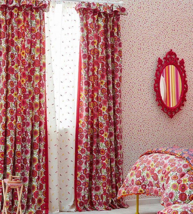 Lots Of Dots Wallpaper - Blancmange / Rasberry / Citrus - NSCK111284 - Scion - Premier Wallcovering