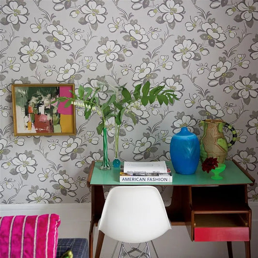 Lotus Flower Wallpaper - Oyster - P571/01 - Designers Guild - Premier Wallcovering