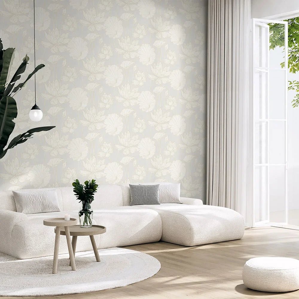 Lotus Garden Floral Wallpaper - Pearl - NextWall - NW59700 - Premier Wallcovering