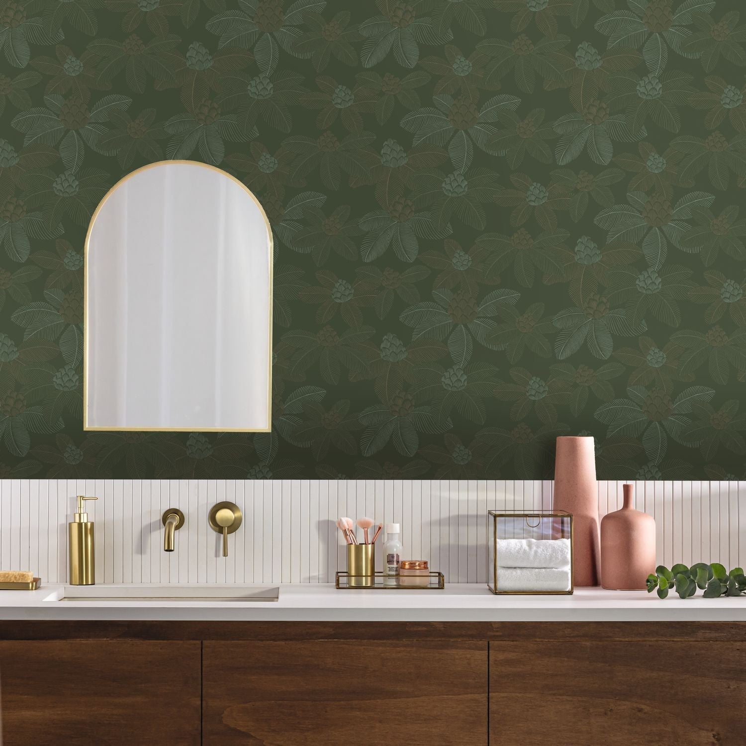 Lotus Wallpaper - Vert anglais - Caselio - 106657290 - Premier Wallcovering
