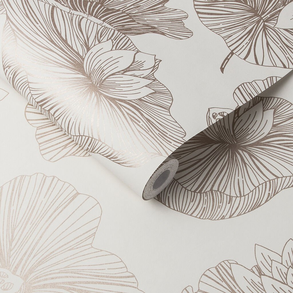 Lotus Wallpaper - Cream - Graham & Brown - 105934 - Premier Wallcovering