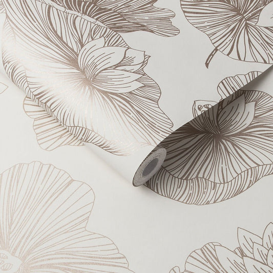 Lotus Wallpaper - Cream - Graham & Brown - 105934 - Premier Wallcovering