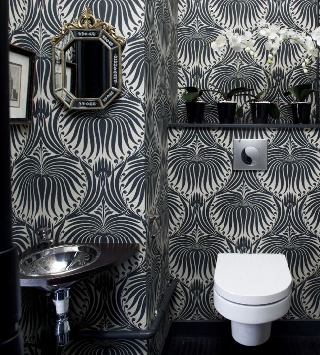 Lotus Wallpaper - Off - Black - 2019 - Farrow & Ball - Premier Wallcovering