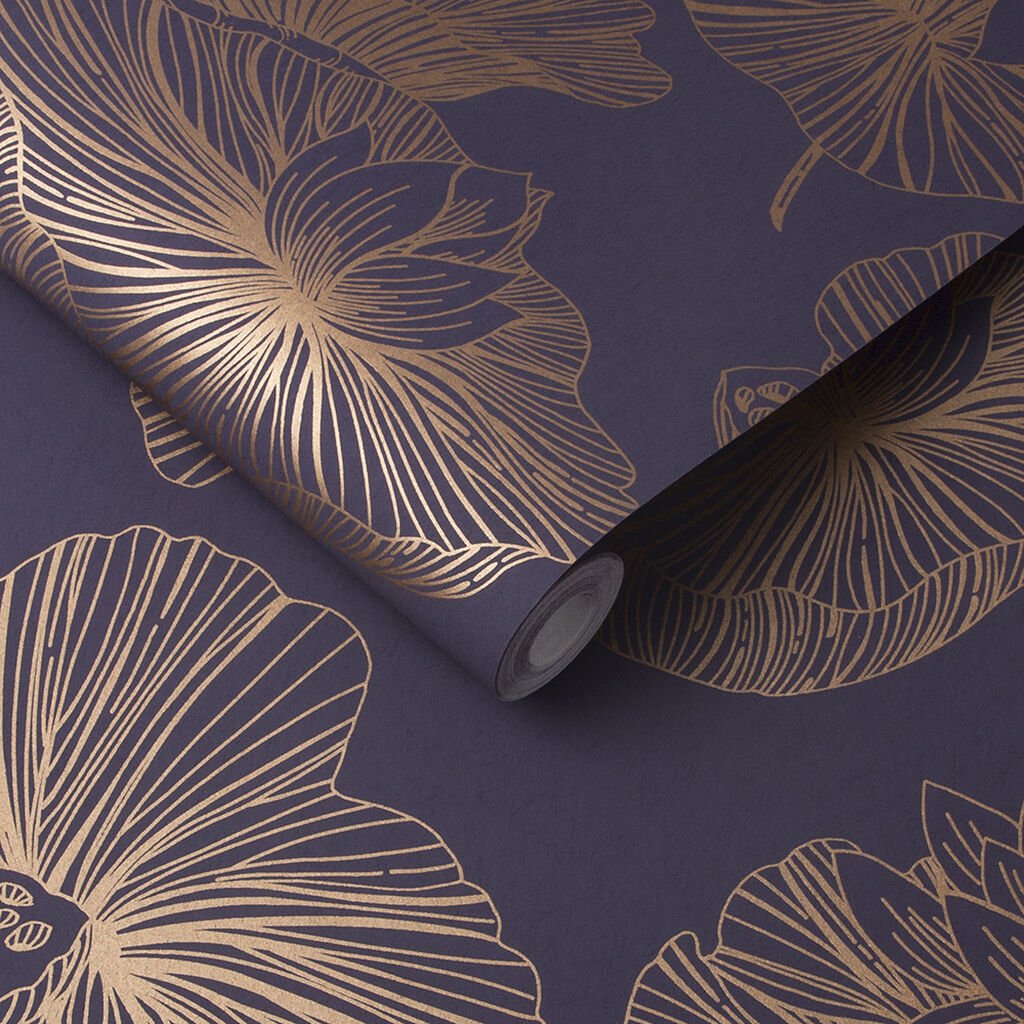Lotus Wallpaper - Plum - Graham & Brown - 105936 - Premier Wallcovering