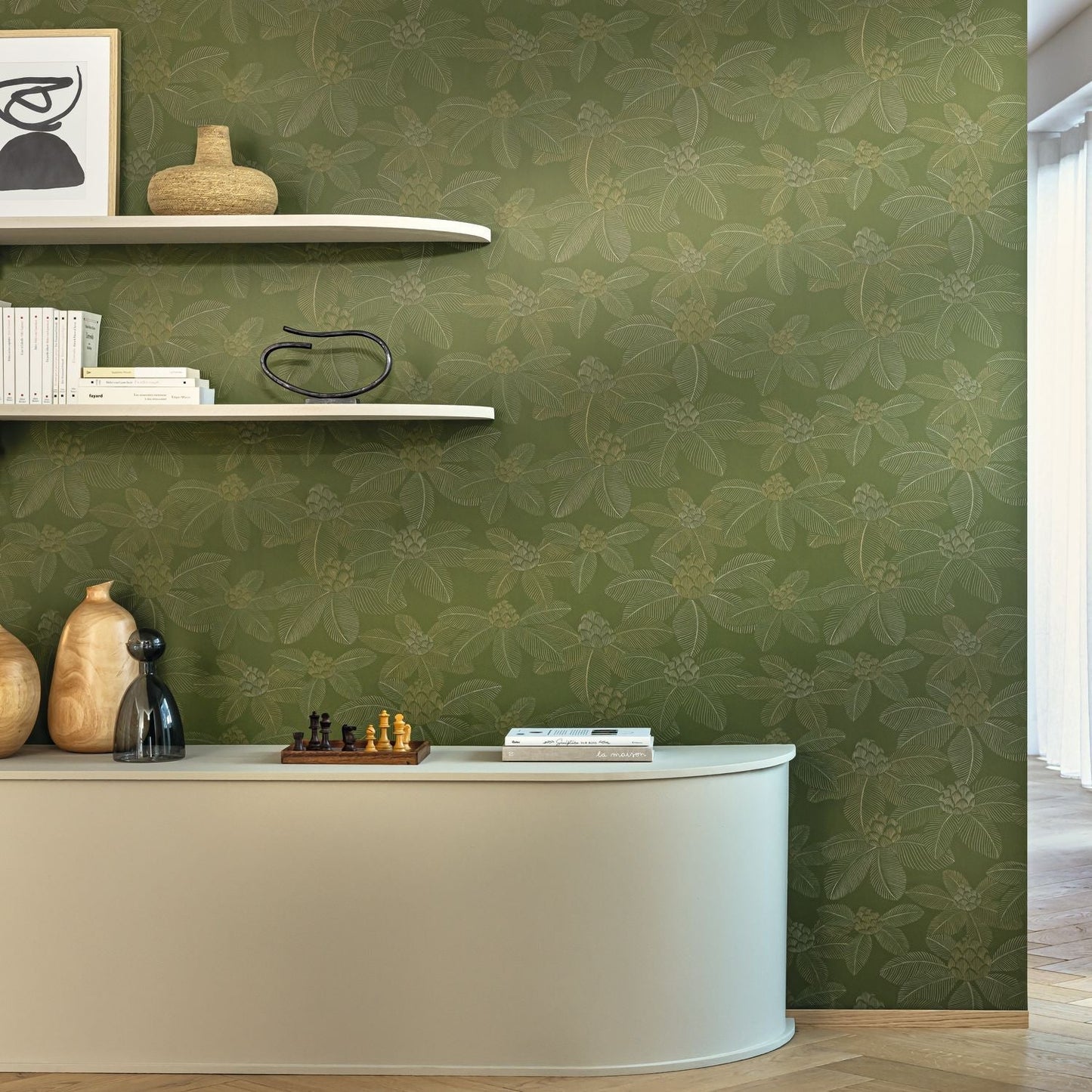 Lotus Wallpaper - Vert mousse - Caselio - 106657172 - Premier Wallcovering