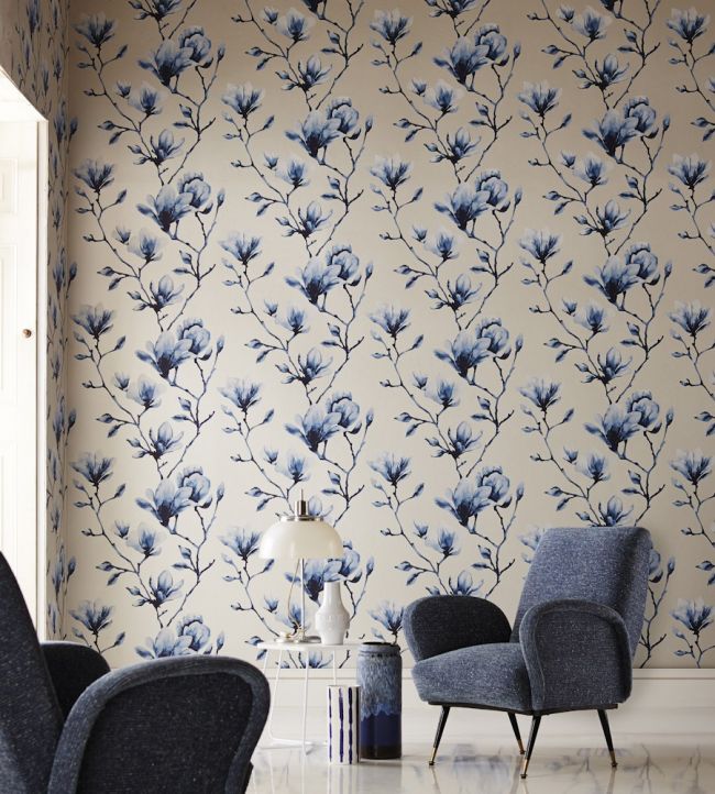Lotus Wallpaper - Indigo - HMOW110881 - Harlequin - Premier Wallcovering