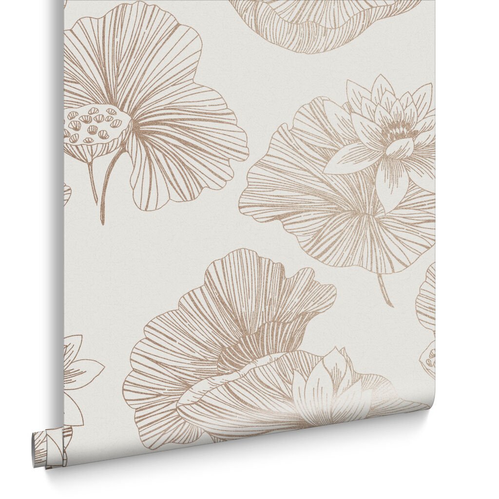 Lotus Wallpaper - Cream - Graham & Brown - 105934 - Premier Wallcovering