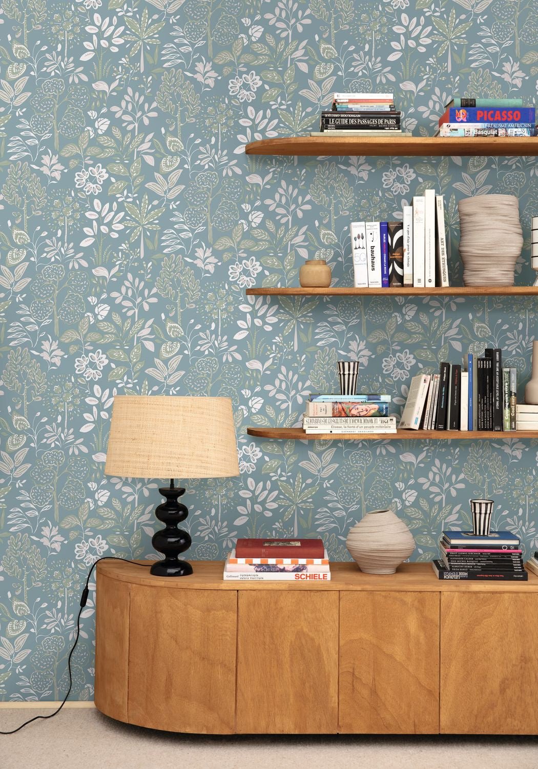 Louise Wallpaper - Bleu Fumee - Caselio - 103116060 - Premier Wallcovering