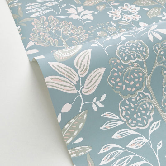Louise Wallpaper - Bleu Fumee - Caselio - 103116060 - Premier Wallcovering