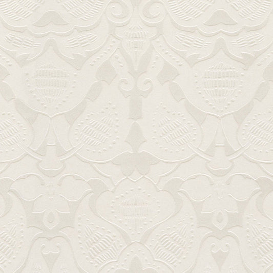 Lounge Damask Wallpaper - Cream - Eijffinger - 388770 - Premier Wallcovering