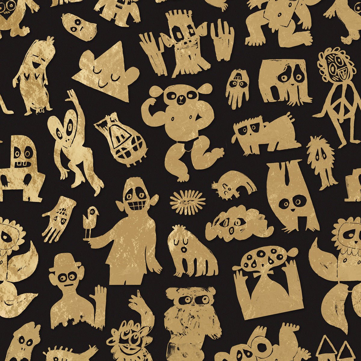 Love Machine Gold Foil Wallpaper - Gold/ Black - NLXL - BKS - 05 - Premier Wallcovering
