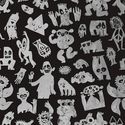 Love Machine Silver Foil Wallpaper - Silver/ Black - NLXL - BKS - 08 - Premier Wallcovering