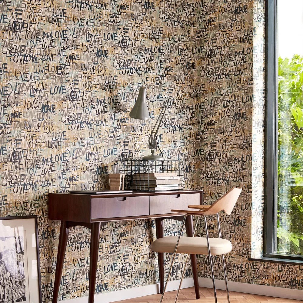 Love Scribble Wallpaper - Polished Cement - Ohpopsi - CEP50121W - Premier Wallcovering