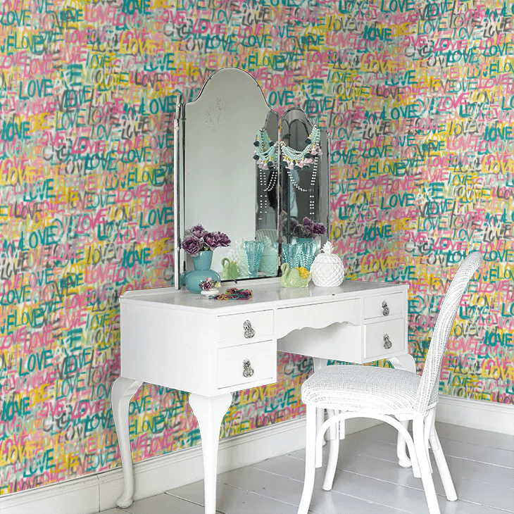 Love Scribble Wallpaper - Pastel Pop - Ohpopsi - CEP50122W - Premier Wallcovering
