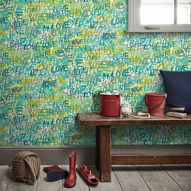 Love Scribble Wallpaper - Aquamarine - Ohpopsi - CEP50123W - Premier Wallcovering