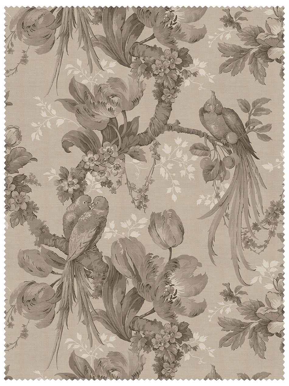 Lovebirds Recycled Velvet Fabric - Faded Hollywood - Divine Savages - DVS179-LVEBRDS-HOLW-VEL-MET - Premier Wallcovering