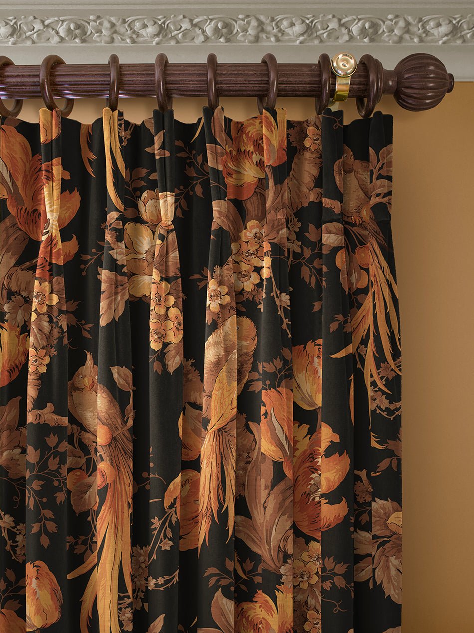 Lovebirds Recycled Velvet Fabric - Lovebirds Black - Divine Savages - DVS176-LVEBRDS-BLK-VEL-MET - Premier Wallcovering